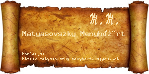 Matyasovszky Menyhért névjegykártya